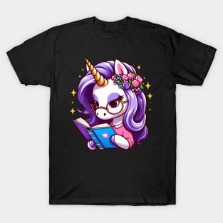 Unicorn Reading Read Reading Librarian Book T-Shirt